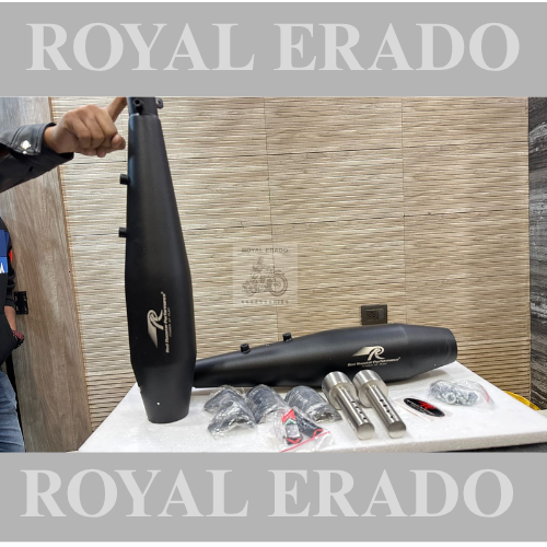 Royal enfield gt 650 and continental 650 red rooster performance exhaust in black stainless steel with db killer