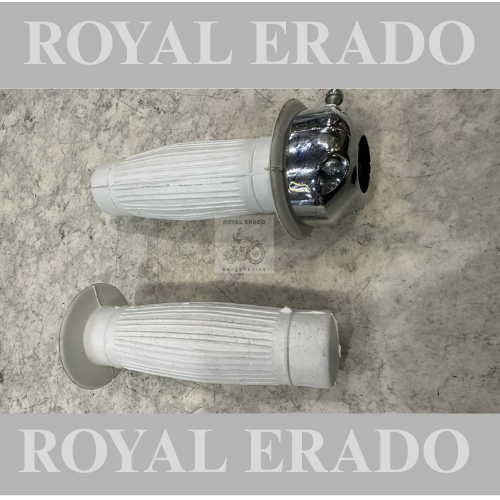 Royal Enfield vintage g2 1962 model bullet 350 cast iron engine ci engine standard throttle grip set balloon grip white.