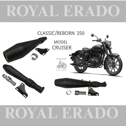 Cruiser Performance exhaust Stainless steel silencer with DB killer D.B killer in black for Classic Reborn 350