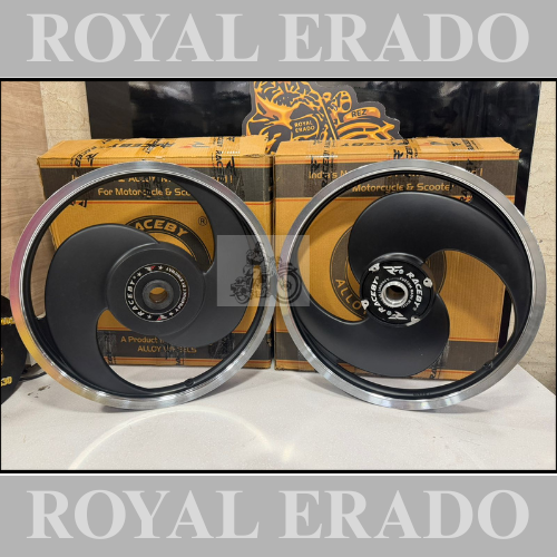Kingway Raceby alloy wheel 2S spoke big S Broad S alloy wheel silver colour for Royal Enfield STANDARD BIG DRUM after 2010 model (front 19” drum and rear 19” drum)