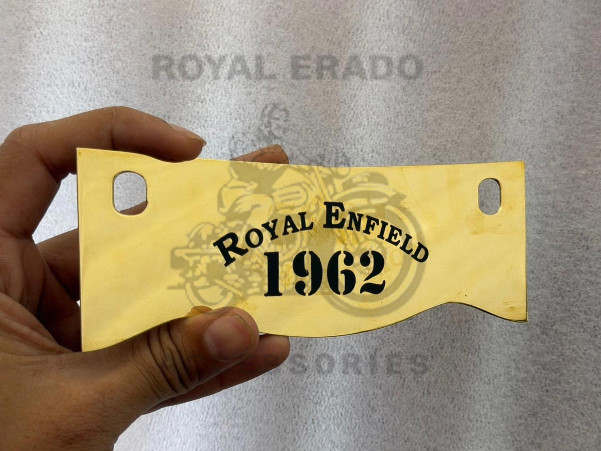 Vintage G2 1962 Old Model Standard Bullet 350 Royal Enfield 1962 Written Brass Crown Plate Number Plate