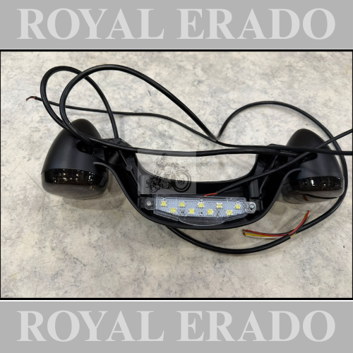 Harley Davidson 883 fat boy street 750 Indicators black with tail light inbuilt  in metal heavy universal fit to super meteor 650 meteor 350 classic 650