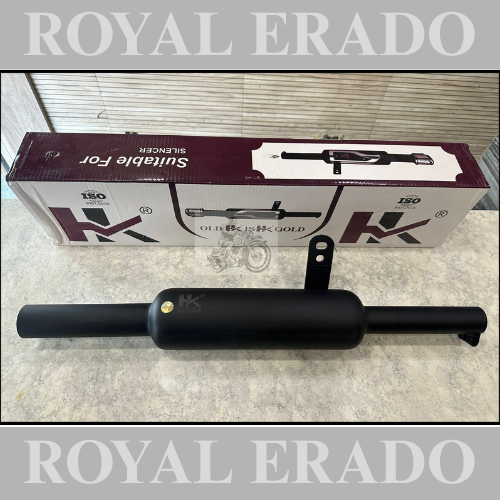 Royal enfield Hk Indore exhaust in black with medium sound ( with filter inside ) for classic reborn and battalion standard