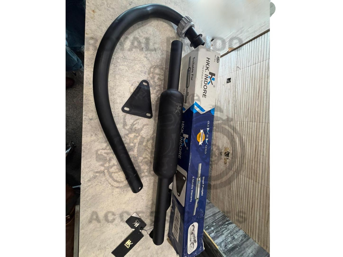 Hk-indore Company Punjab Free-flow Loud Sound Black Silencer Exhaust  & C-type Black Bend Pipe For Royal Enfield Bs-3, Bs-4, Bs-6, Classic Electra & Standard