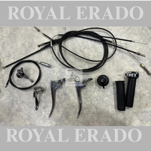 Royal enfield old model handle lever kit in brass chrome with cables