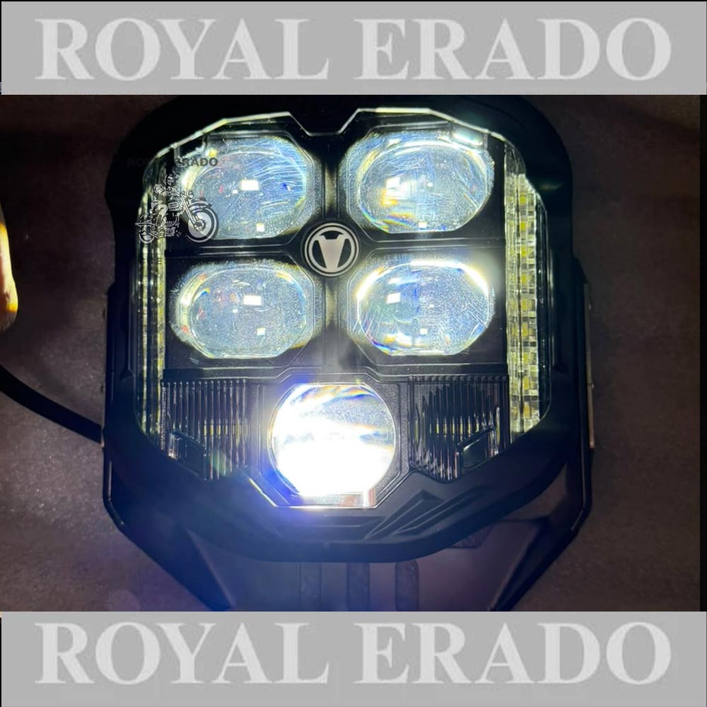 Harley Bobber-style LED Headlight For All Bikes: Royal Enfield Classic, Electra, Standard, Thunderbird, Shotgun, Super Meteor 650,  Interceptor And Continental Gt 650