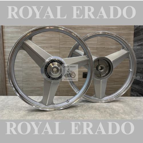 Tarah -13 company alloy wheel Mercedes Diamond silver Alloy Wheel Set BIG drum brake| For Splendor I3S N SPLENDOR PLUS N SPLENDOR PRO / hf deluxe / passion / passion pro / super splendor / hero Honda new model splendor (front 18 & rear 18)