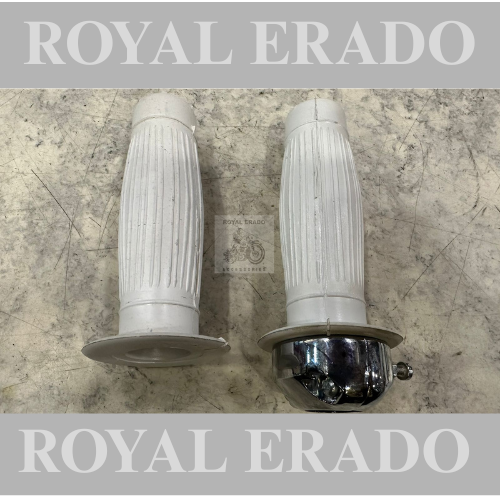 Royal Enfield vintage g2 1962 model bullet 350 cast iron engine ci engine standard throttle grip set balloon grip white.