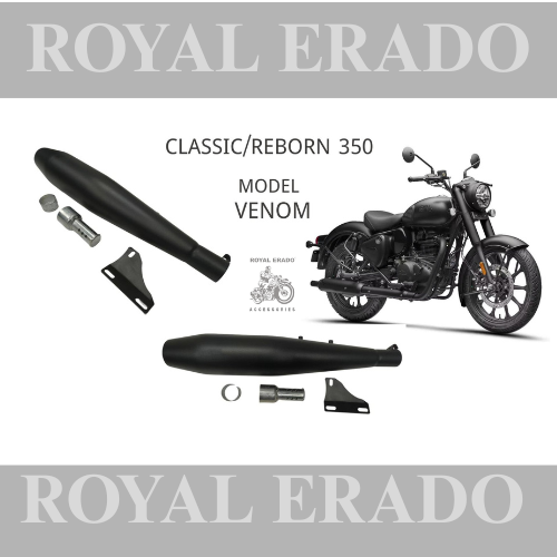 Venom Performance exhaust Stainless steel silencer with DB killer D.B killer in black for Classic Reborn 350