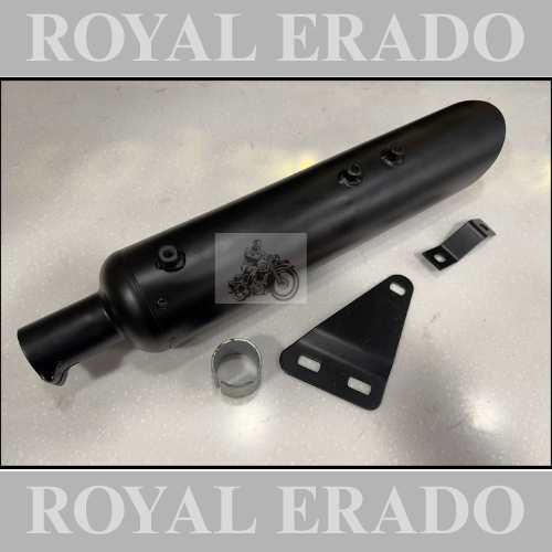 Royal enfield reborn classic electra standard battalion side cut Harley Davidson style exhaust silencer in black with d.b killer and ceramic wool Gives base sound and can increase or decrease sound by removing db killer