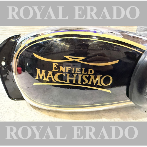 Royal Enfield chrome black Machismo design tank with knee pad for vintage g2 1963 old model Bullet 350 cast iron engine, CI Engine Classic Electra Standard