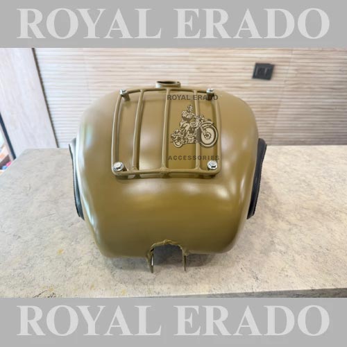 Royal Enfield 18 To 20-litre Desert-colour Army-style Tank With Grill & Knee Pads For Classic Electra Standard
