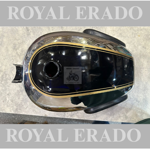 Royal Enfield vintage g2 1963 old model bullet 350 Standard Classic (BS3-BS4) Electra chrome black tank with rubber knee pad in 13 to 14 liters.