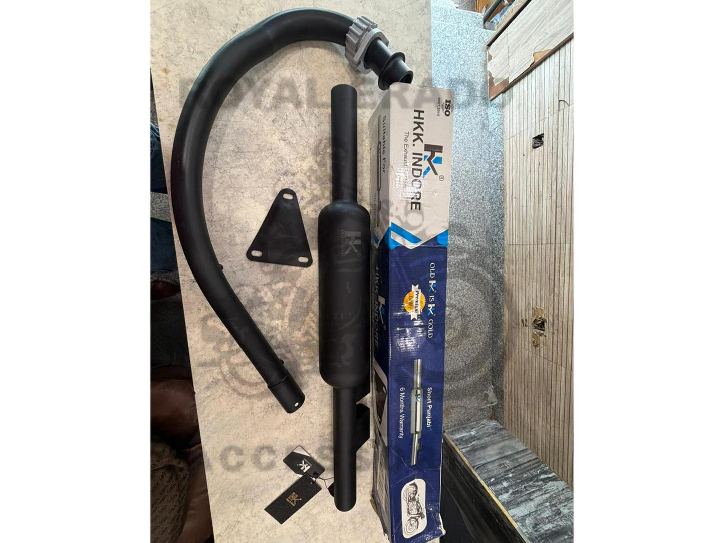 Hk-indore Company Punjab Free-flow Loud Sound Black Silencer Exhaust  & C-type Black Bend Pipe For Royal Enfield Bs-3, Bs-4, Bs-6, Classic Electra & Standard