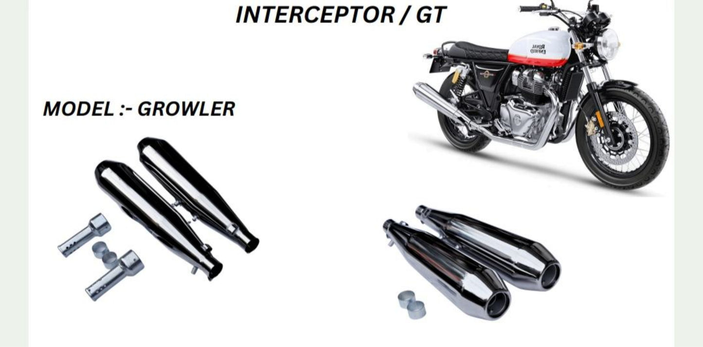 Growler Performance exhaust Stainless steel silencer with DB kille in chrome for Interceptor /GT