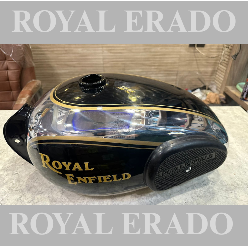 Royal Enfield vintage g2 1963 old model bullet 350 Standard Classic (BS3-BS4) Electra chrome black tank with rubber knee pad in 13 to 14 liters.