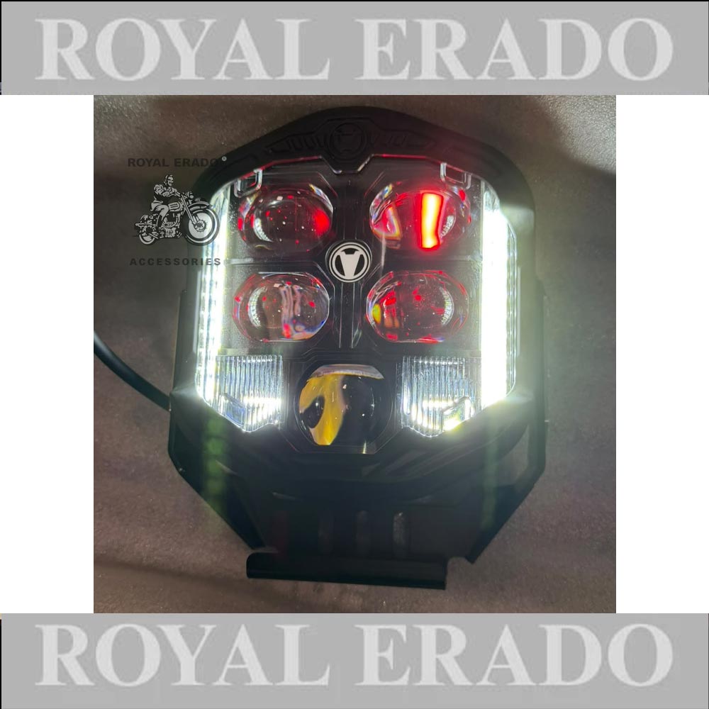 Harley Bobber-style LED Headlight For All Bikes: Royal Enfield Classic, Electra, Standard, Thunderbird, Shotgun, Super Meteor 650,  Interceptor And Continental Gt 650