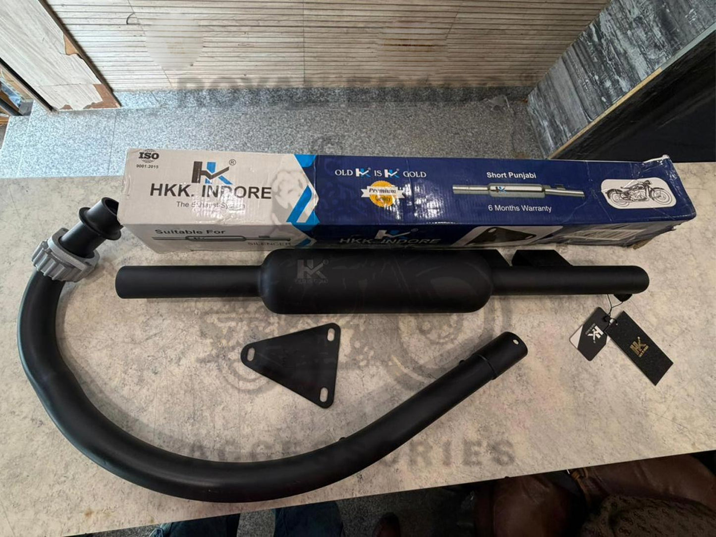 Hk-indore Company Punjab Free-flow Loud Sound Black Silencer Exhaust  & C-type Black Bend Pipe For Royal Enfield Bs-3, Bs-4, Bs-6, Classic Electra & Standard