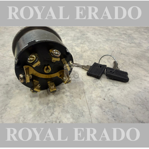 Royal Enfield vintage G2 1962 old model bullet 350 standard cast iron engine ignition switch tool box mounted with stainless steel plate.