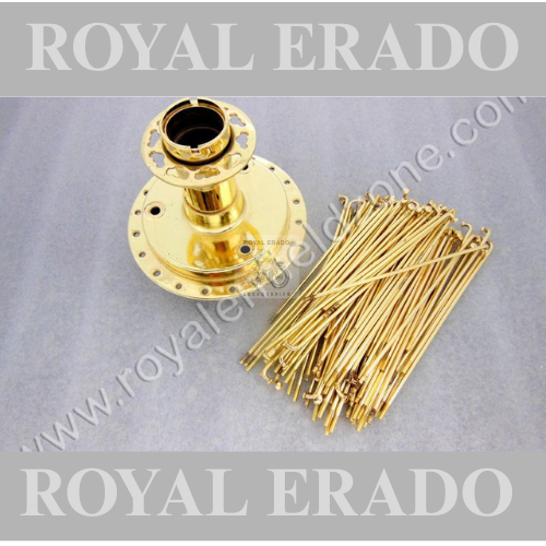 Royal Enfield brass golden coated rear cycle hub and spokes for old model vintage g2 1062 old model 350 cast iron engine ci engine standard