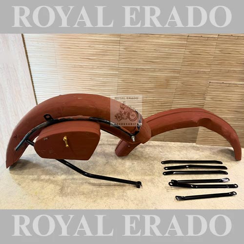 Vintage 1962 G2 Old Model Bullet 350 Style Indori G2 Mudguard With Rear Stay Toolbox