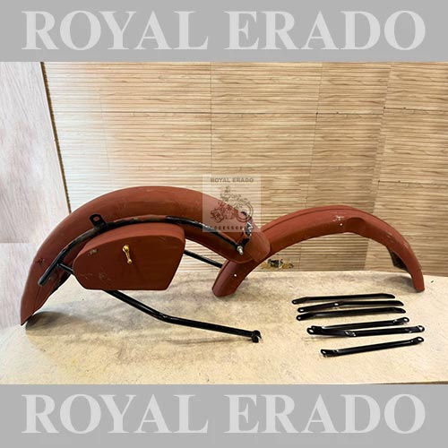 Vintage 1962 G2 Old Model Bullet 350 Style Indori G2 Mudguard With Rear Stay Toolbox