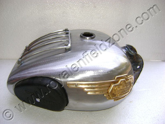 18 to 20 Liters Raw Tank for Royal Enfield with Tank Grill &amp; Brass Tank Grill &amp; Brass Tank Monogram &amp; Rubber Knee Pads