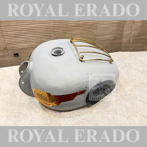18 to 20 Litre Tank Without Paint For Royal Enfield Classic Electra Standard Thunderbird With Brass Grill, Enfield India Tank Monogram & Knee Pad Enfield India