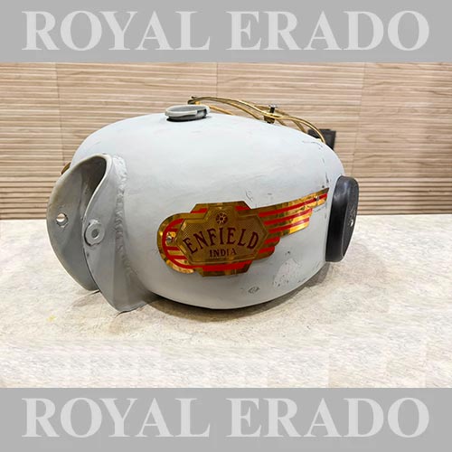 18 to 20 Litre Tank Without Paint For Royal Enfield Classic Electra Standard Thunderbird With Brass Grill, Enfield India Tank Monogram & Knee Pad Enfield India