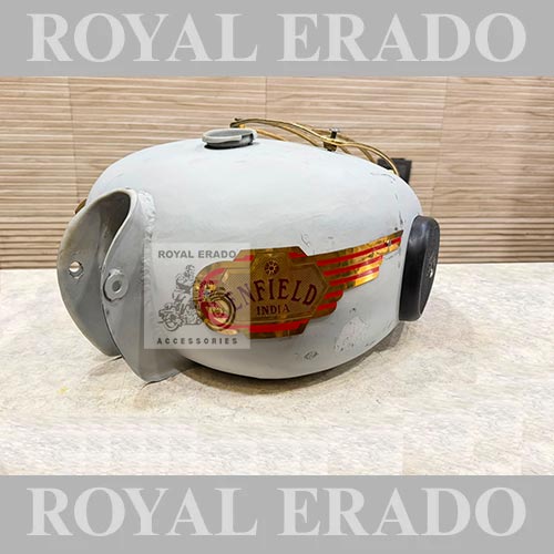 18 to 20 Litre Tank Without Paint For Royal Enfield Classic Electra Standard Thunderbird With Brass Grill, Enfield India Tank Monogram & Knee Pad Enfield India