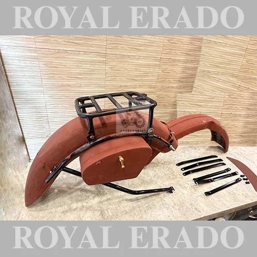 Vintage 1962 G2 Old Model Bullet 350 Style Indori G2 Mudguard With Rear Stay, Toolbox And Rear Seat Detachable Carrier For Classic Electra Standard