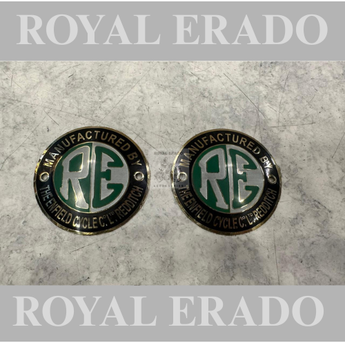 Royal Enfield vintage g2 1962 old model bullet 350 Standard Electra Classic Reborn Battalion meteor super meteor 650 short gun brass RE monogram fit to tank tool box battery cover air filter box.