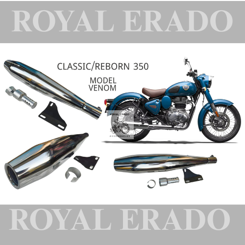Venom Performance exhaust Stainless steel silencer with DB killer D.B killer in chrome for Classic Reborn 350