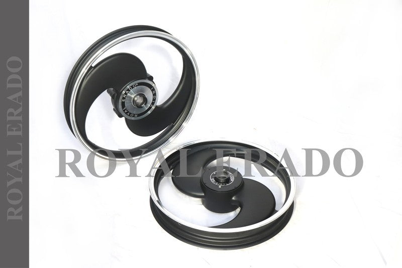 2 SPOKE BLACK Alloy Wheel set For Royal-Enfield standard big drum