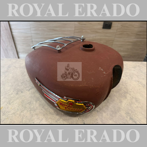 Royal enfield big tank 18 to 20 litters with chrome grill and tank monogram Royal enfield without paint raw for classic electra standard thunderbird uce bs-3 bs-4 & cast iron engine to give vintage and bulky look to bike