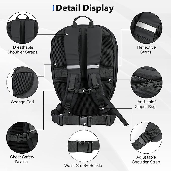 LED Backpack HELMET Bag Motorcycle Riding Backpack, Hard Shell Travel Bag LED Motorbike Luggage Bags High-Capacity Helmet