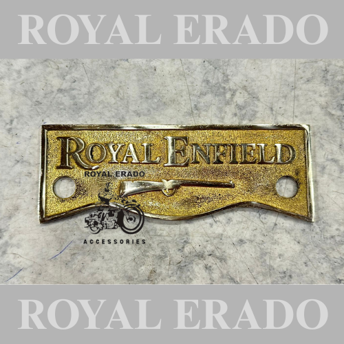 Royal Endfield old model vintage style number plate crown plate with Royal Enfield written and gun logo for Electra Standard g2 1962.