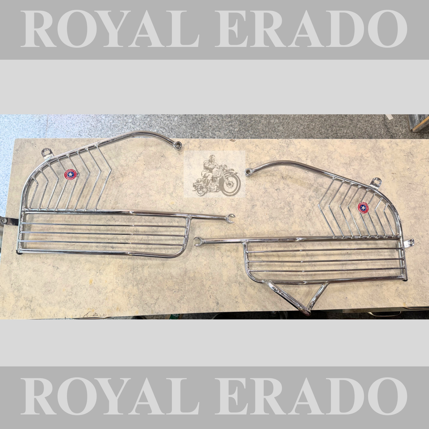 Royal Enfield Standard before 2010 model cast iron engine rear mudguard stays rear Sharee guard ( Lh & Rh ) left and light in chrome.