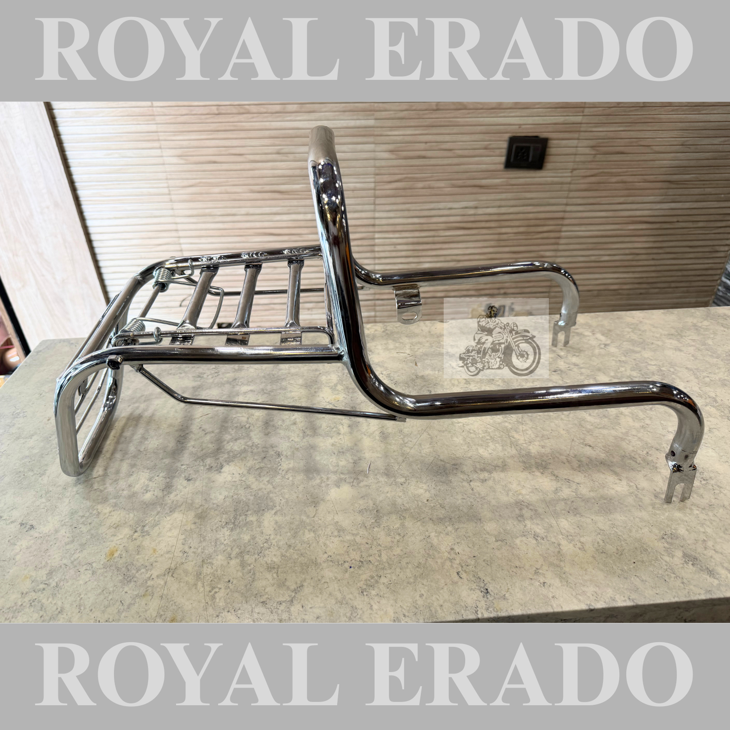 Royal Enfield Shocker fitting rear  carrier with backrest in chrome for Standard Electra vintage g2 1963 old model bullet 350.