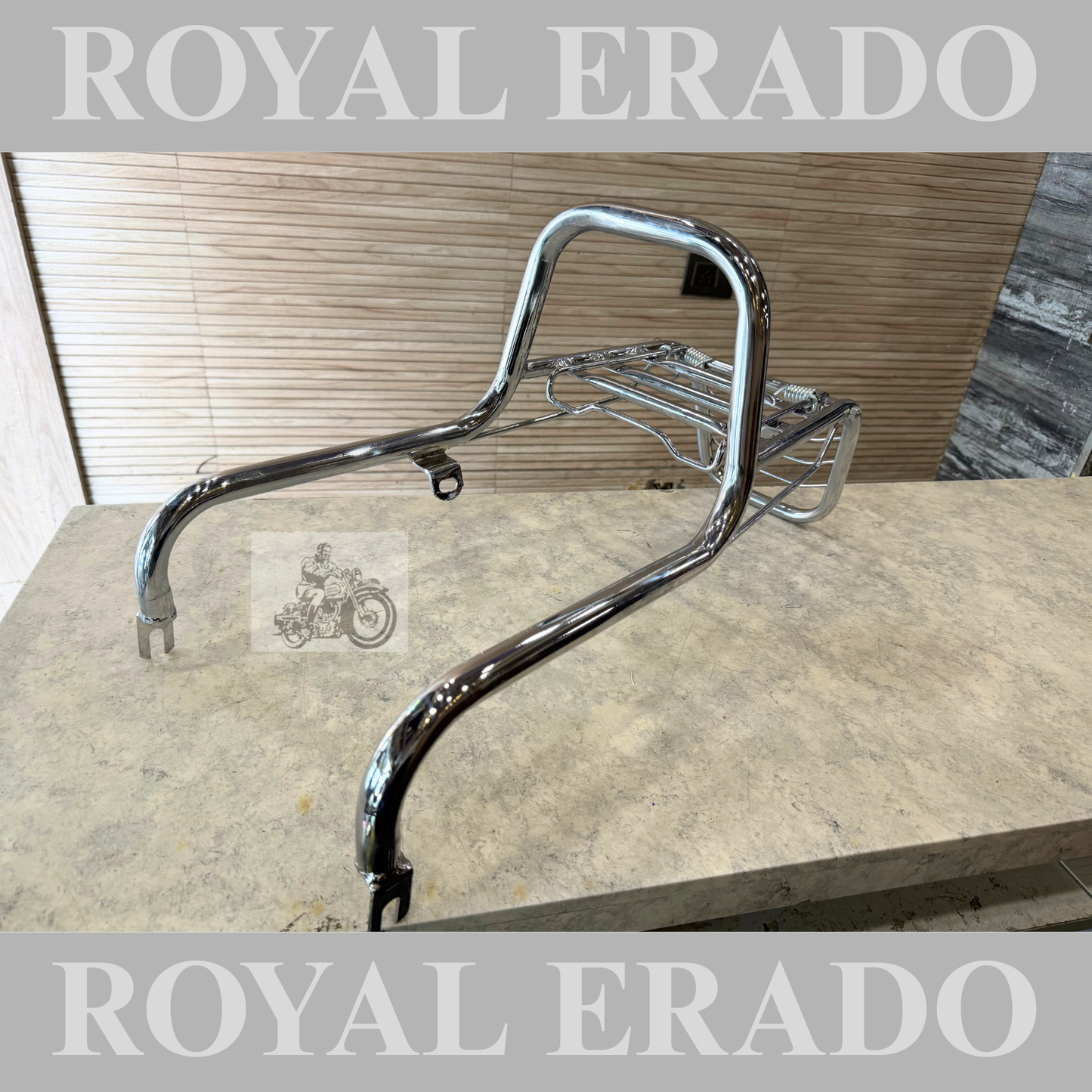 Royal Enfield Shocker fitting rear  carrier with backrest in chrome for Standard Electra vintage g2 1963 old model bullet 350.