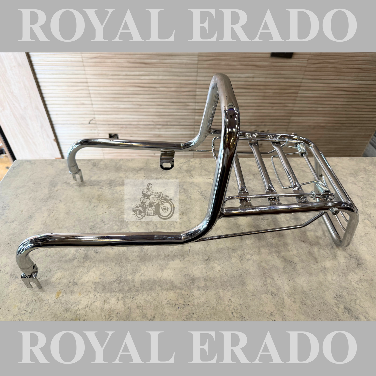 Royal Enfield Shocker fitting rear  carrier with backrest in chrome for Standard Electra vintage g2 1963 old model bullet 350.