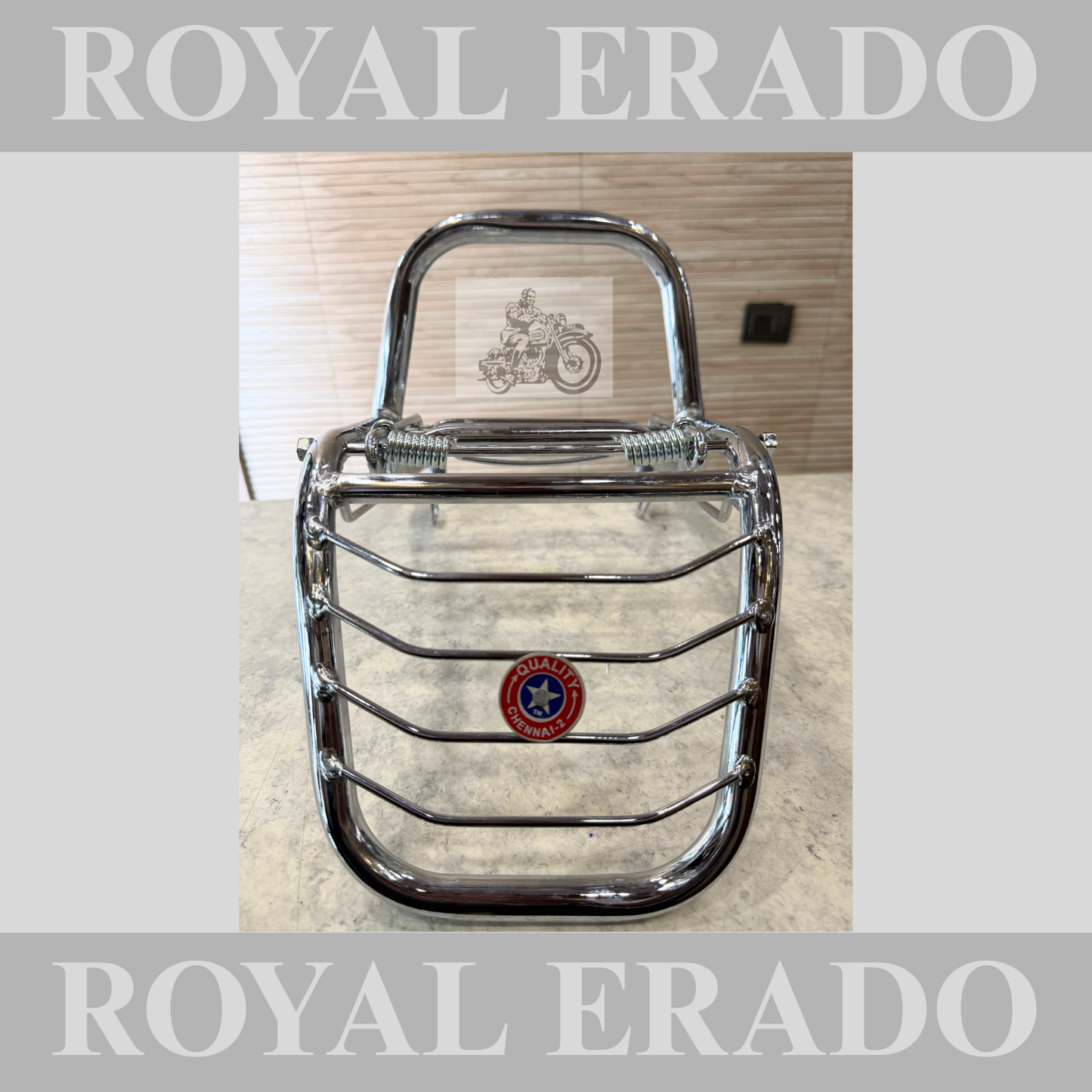 Royal Enfield Shocker fitting rear  carrier with backrest in chrome for Standard Electra vintage g2 1963 old model bullet 350.