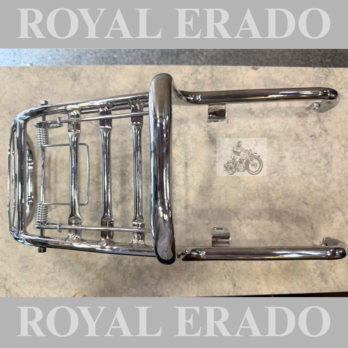 Royal Enfield Shocker fitting rear  carrier with backrest in chrome for Standard Electra vintage g2 1963 old model bullet 350.