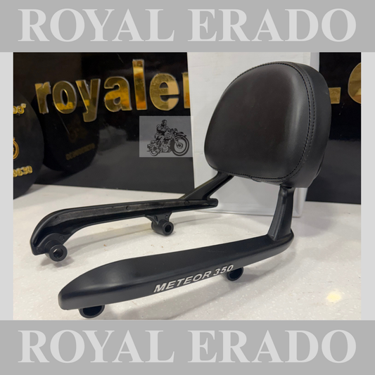 Royal Enfield Meteor 350 backrest in black with cushion and in aluminium