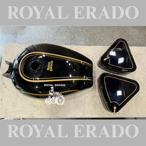 Royal Enfield Vintage style G2 1962 old model bullet 350 Electra standard CI Engine Tank in black with Golden Lining Cast.