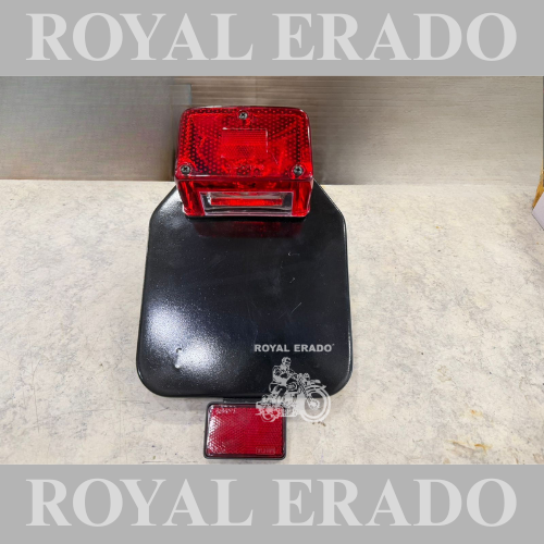 Rear number plate black with square box tail light lumax for new standard Battalion, Reborn Classic, vintage G2 1962 old model Bullet 350, Standard Electra Classic.