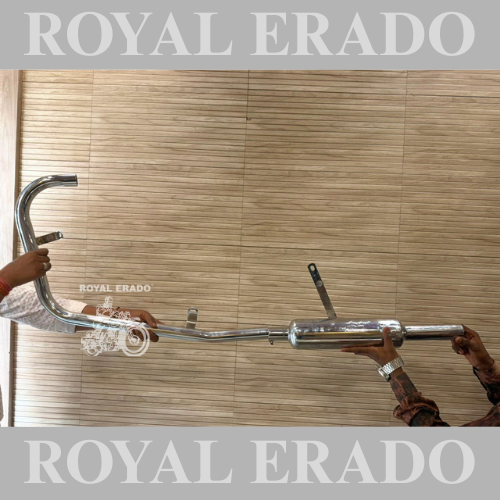 Royal Enfield left-side silencer & bend pipe Indore for old model cast iron engine Standard vintage g2 1962 old model Bullet 350 ( for both side silencer /double boar head )
