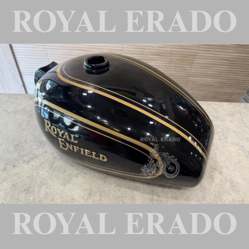 Royal Enfield old model vintage G2 1962 Bullet 350 cc black tank with gold lining, with a golden pin strip tank for Classic Electra Standard.