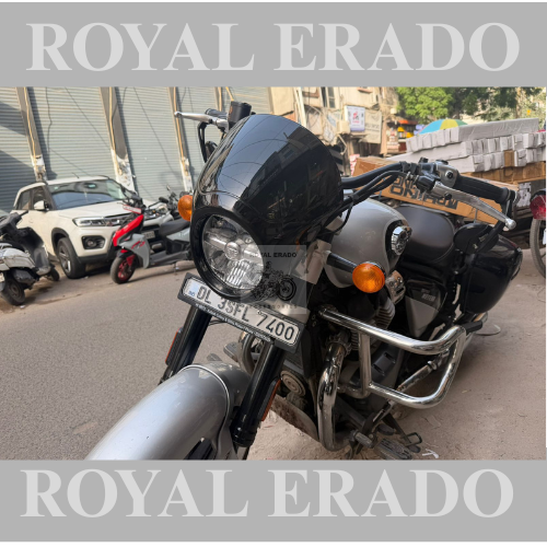 Royal enfield super meteor 650 front windshield visor batwing in black Harley Davidson street rod street 650 style  Also fit to hunter 350 , short gun , meteor 350 , gt continental 650 & interceptor 650 , Thunderbird