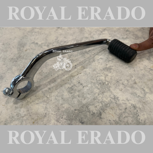 Royal Enfield old model cast iron engine gear lever for 4-speed bike, standard and Electra in chrome with rubber.